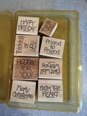 Stampin' Up! Wooden Sentiment Stamp Set - Brown